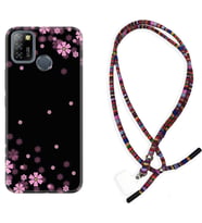 INFINIX Smart 4 5 6 Zero 8 S5 Pro Kılıf Boyun Asklı Rasta Silikon Black flowers 1391