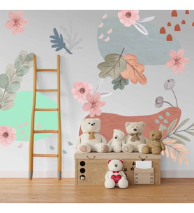 RENKLİ YAMUK DAİRELER,DALLAR VE NOKTALAR BÜYÜK EBATLI ÇOCUK ODASI DUVAR STİCKER 120X300CM
