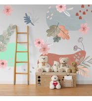 RENKLİ YAMUK DAİRELER,DALLAR VE NOKTALAR BÜYÜK EBATLI ÇOCUK ODASI DUVAR STİCKER 120X300CM