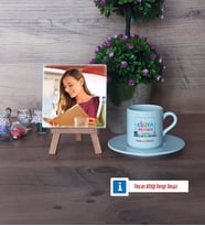 Kimya Öğretmeni Fotoğraflı Dekoratif Taş, Ahşap Altlıklı Türk Kahvesi Fincanı Hediye Öğretmenler Günü Hediyesi (Model 2)