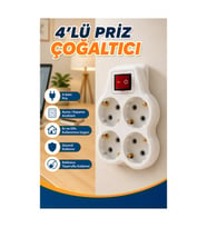 2’li Set Anahtarlı 4’lü Priz Çoğaltıcı – Kablosuz Duvar Tipi