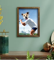Evcil Dostlara Özel Tenis Oyuncusu Tasarımlı Portre Doğal Masif Ahşap Çerçeveli Tablo 30x40cm-4