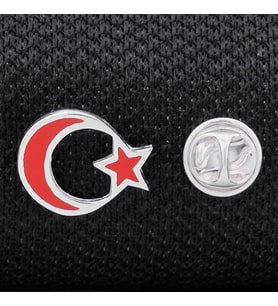 Ay Yıldız 925 Ayar Gümüş Rozet Yaka İğnesi