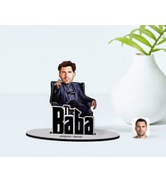 BK Gift Kişiye Özel Godfather Baba Karikatürlü Ahşap Biblo Model-8 (Beyaz)