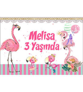 Flamingo Temalı Doğum Günü Afişi 35X50 cm