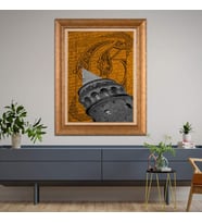 Altın Varaklı  Çerçeveli Paspartulu Tablo nd805 (Gold)