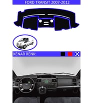 Ford Transit 2007-2012 Için Uygun Torpido Koruma Halısı Siyah Kenar Renk Mavi