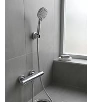 Krem Duş Başlığı Seti 4 Kademeli El Duşu Spiral Hortumlu Banyo Seti