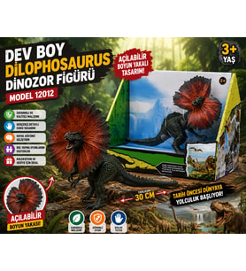 Dilophosaurus Dinozor Figürü Açılabilir Boyun Yakalı Gerçekçi Dinozor Oyuncağı Koleksiyon