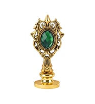 Kraliyet Yeşil Taşlı Döküm Metal Mum Mühürü Sapı Gold 1