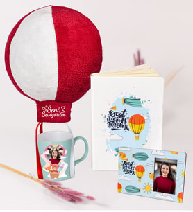 Kendin Tasarla Uçan Balonlu Kupa & BFF Çerçeve & BFF Defter