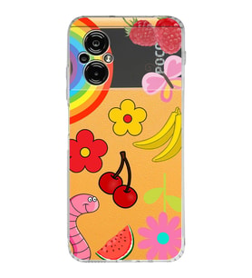 PrintiFy Poco M5 ile Uyumlu Water Color 5  Kamera Korumalı Şeffaf  Kılıf