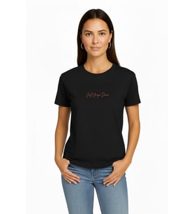 Bianca 80004 Regular Fit Baskılı Siyah Kadın Basic T-Shirt