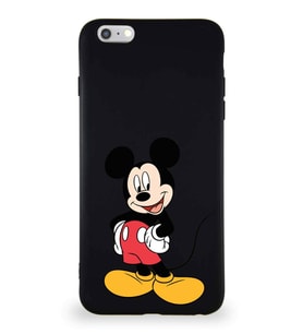 Apple iPhone 6S Plus Soft Premier Kapak Mickey Mouse-E Tasarımlı Silikon Kılıf - Siyah (Şeffaf)