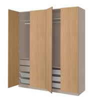 Gardırop, Gri-Bej-Meşe Görünümlü, 200x66x236 cm