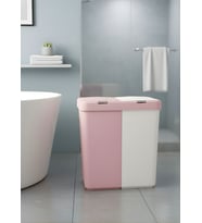 Çamaşır Sepeti İki Bölmeli Kirli Sepeti Pembe-Beyaz 80 Litre