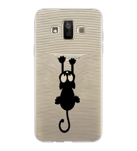 Samsung Galaxy J7 Duo Kapak Mandala Kedi Tasarımlı Şeffaf Silikon Kılıf