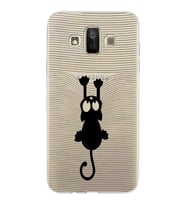 Samsung Galaxy J7 Duo Kapak Mandala Kedi Tasarımlı Şeffaf Silikon Kılıf