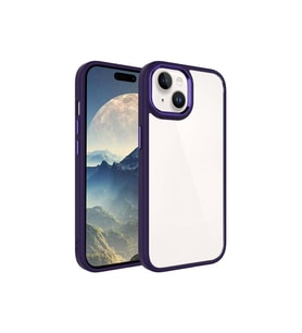 Apple iPhone 15 Plus Uyumlu Kılıf Zore Krom Kapak (Koyu Mor)
