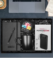 Kişiye Özel Defter & Touch Pen Kalem & Siyah Kupa & Powerbank Hediye Seti