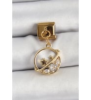 316L Çelik Sallantılı Zirkon Taşlı Satürn Model Gold Renk Nomination Charm 588 - SSSSSS6432-6