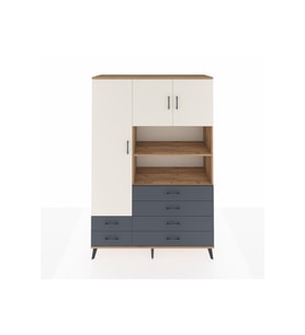 Hyperion Dolap 8 Raflı 6 Çekmeceli 3 Kapaklı 132x44x195 Çam-Aytaşı/Antrasit