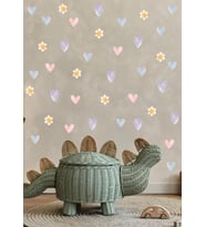 Soft Kalp ve Papatya 60 adet Sticker, Bebek Ve Çocuk Odası Dekoratif Duvar Çıkartması (Karışık)
