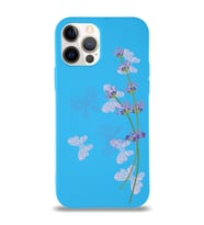 Apple iPhone 12 Pro Max  Lansman Kılıf Lavanta-Kelebek Tasarımlı Altı Kapalı İçi Kadife Kaplı  Kapak (Şeffaf)