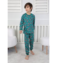 Yılbaşı Baskılı %100 Pamuk Uzun Kollu Çocuk Pijama Takımı (3,4,5,6,7,8 Yaş)