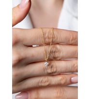 925 Ayar Gümüş Minimal Gold Çiçek Kolye ELKMD50285A