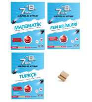 Nartest LGS 7'den 8'e Matematik Fen ve Türkçe Hazırlık Kitabı 3lü Set + Telefon Standı