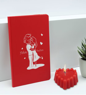 BK Gift Sevgililere Özel İsimli Kırmızı Defter ve Kokulu Kalp Mum Hediye Seti-7, Sevgiliye Hediye, Sevgililer Günü