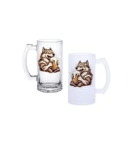 Ghostbastır Design Sarhoş Kurt Kulplu Bira Bardağı Buzlu veya Şeffaf Seçenekli 0195