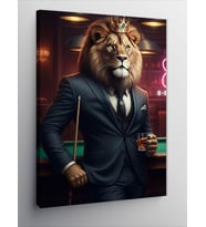 Kanvas Tablo Bilardo Oynayan Aslan