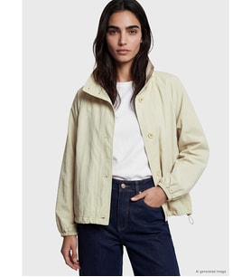 LCW Vision Bej Dik Yaka Oversize Kadın Mont