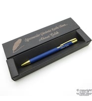 Wings İsme Özel Mavi Gold Metal Tükenmez Kalem + İsme Özel Kutu (Öğretmenler Günü veya başka bir mesaj) (Karışık)