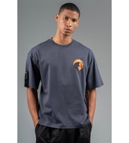 Maraton Oversize Erkek Bisiklet Yaka Antrasit T-shirt