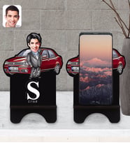 BK Gift Kişiye Özel Plakalı Erkek Fiat Albea Karikatürlü Ahşap Biblo Telefon Standı-1