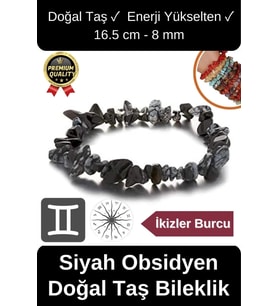 Özel Üretim Enerji Yükselten Esnek İp İkizler Burcu Gerçek Siyah Obsidyen Doğal Taş Unisex Bileklik