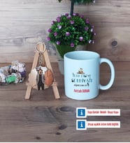 Erkek Türk Dili ve Edebiyatı Öğretmenine Hediye Kupa Bardak Beyaz ve Fotoğraflı Ahşap Anahtarlık Hediye (Model 1)