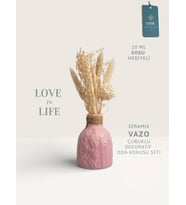 Love in Life  İthal Seramik Vazo Çubuklu Dekoratif Oda Kokusu Seti  Oda Kokusu Hediyeli (Pembe)