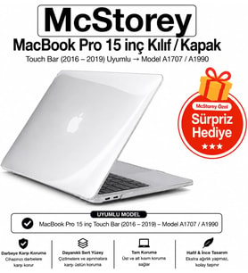 MacBook Pro 15 Kristal Şeffaf Kılıf A1707 A1990 Uyumlu Parlak Sert TPU Kılıf İnce Hafif Koruyucu Kapak 2016-2019 Şeffaf