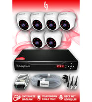 BAYICAM 6 Kameralı Dome 6 İç Kamera Set HDD'siz Full HD Gece Görüşlü Güvenlik Kamerası Sistemi