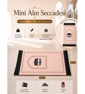 Mini Alın Seccadesi Kaymaz Taban Desenli Cep Tipi Seyahat Namaz Seccadesi - Pembe
