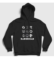 Presmono Unisex Siyah Symbols Radiohead Kapüşonlu Sweatshirt 104563tt