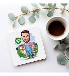 Kişiye Özel Çiftçi Erkek Karikatürlü Bardak Altlığı