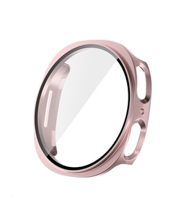 Samsung Galaxy Watch 8 44mm Uyumlu Sert PC Kasa ve Ekran Koruyucu Zore Watch Gard 38 (Rose Gold Altın)