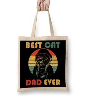 Best Cat Dad Ever Papa Cat Lover Kedi Bez Çanta Uzun Saplı