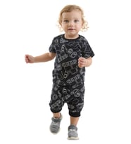 Araba Erkek Bebek Siyah T-Shirt Kapri Şort Takım
