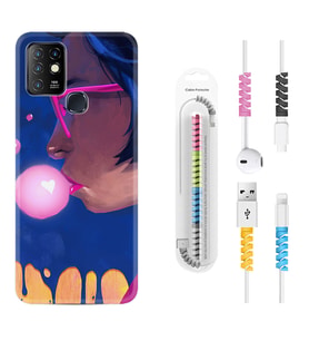 INFINIX Hot 8 9 10 11S Hot 10 Play 10T Kılıf Kablo Koruma Spiral Silikon Sakız ve Kız 1767